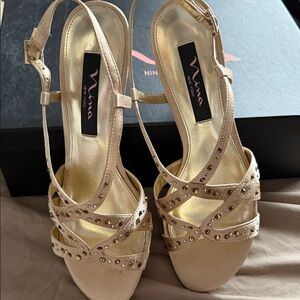 Nina Women's Gold Embellished Heels